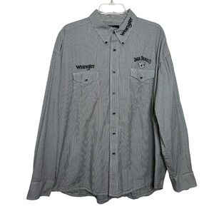 Jack Daniel’s Wrangler Button Up Shirt Men’s Size XXL 2XL Black White Check